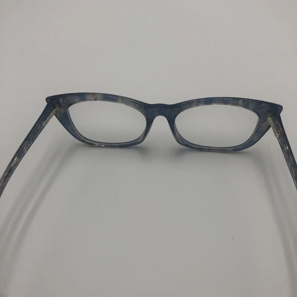 Womens Eye Glasses Frames Blue Tortoise Cat Eye Marbled Swirl Preowned With Case